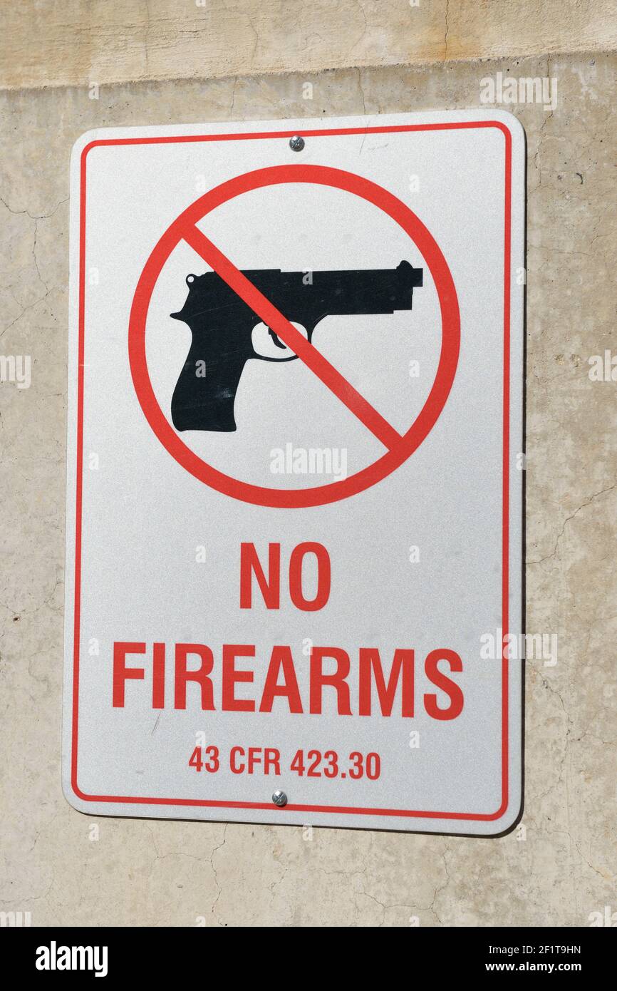 Aucun signe d'armes à feu au barrage Hoover, Arizona, Nevada, États-Unis Banque D'Images