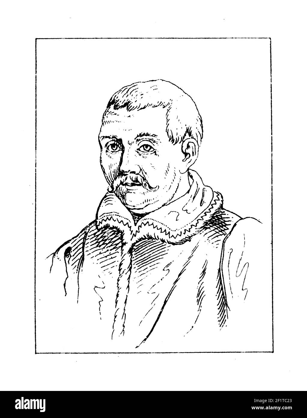 Gravure au XIXe siècle d'un portrait de Marc Antoine Muret, humaniste français. Il est né le 12 avril 1526 à Muret, en France, et est mort le 4 juin 1585 Banque D'Images