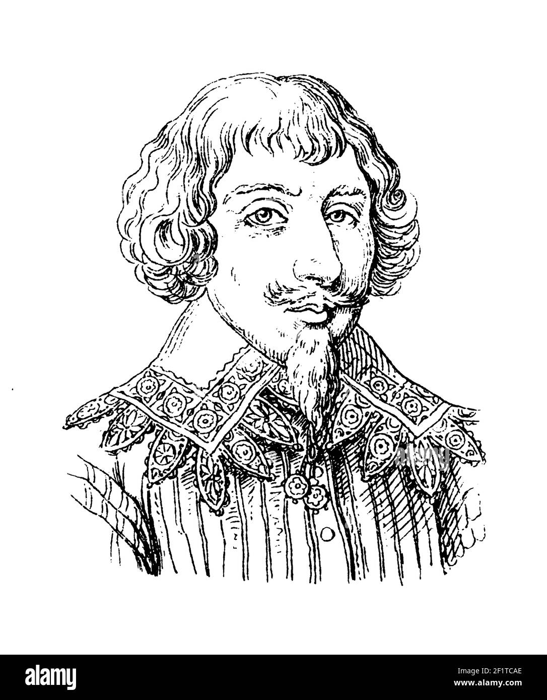 Gravure au XIXe siècle d'un portrait de Martin Opitz, poète allemand. Né le 23 décembre 1597 à Bunzlau, en Basse-Silésie, en Allemagne, Opitz meurt sur Augus Banque D'Images