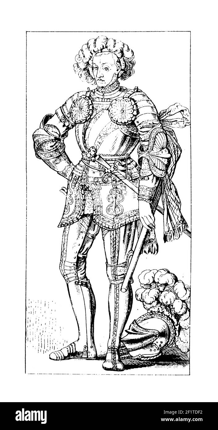 Gravure d'époque d'un portrait de Philippe I, Landgrave de Hesse. Il est né le 13 novembre 1504 à Marburg, Hesse, en Allemagne, et est décédé le 31 mars 156 Banque D'Images