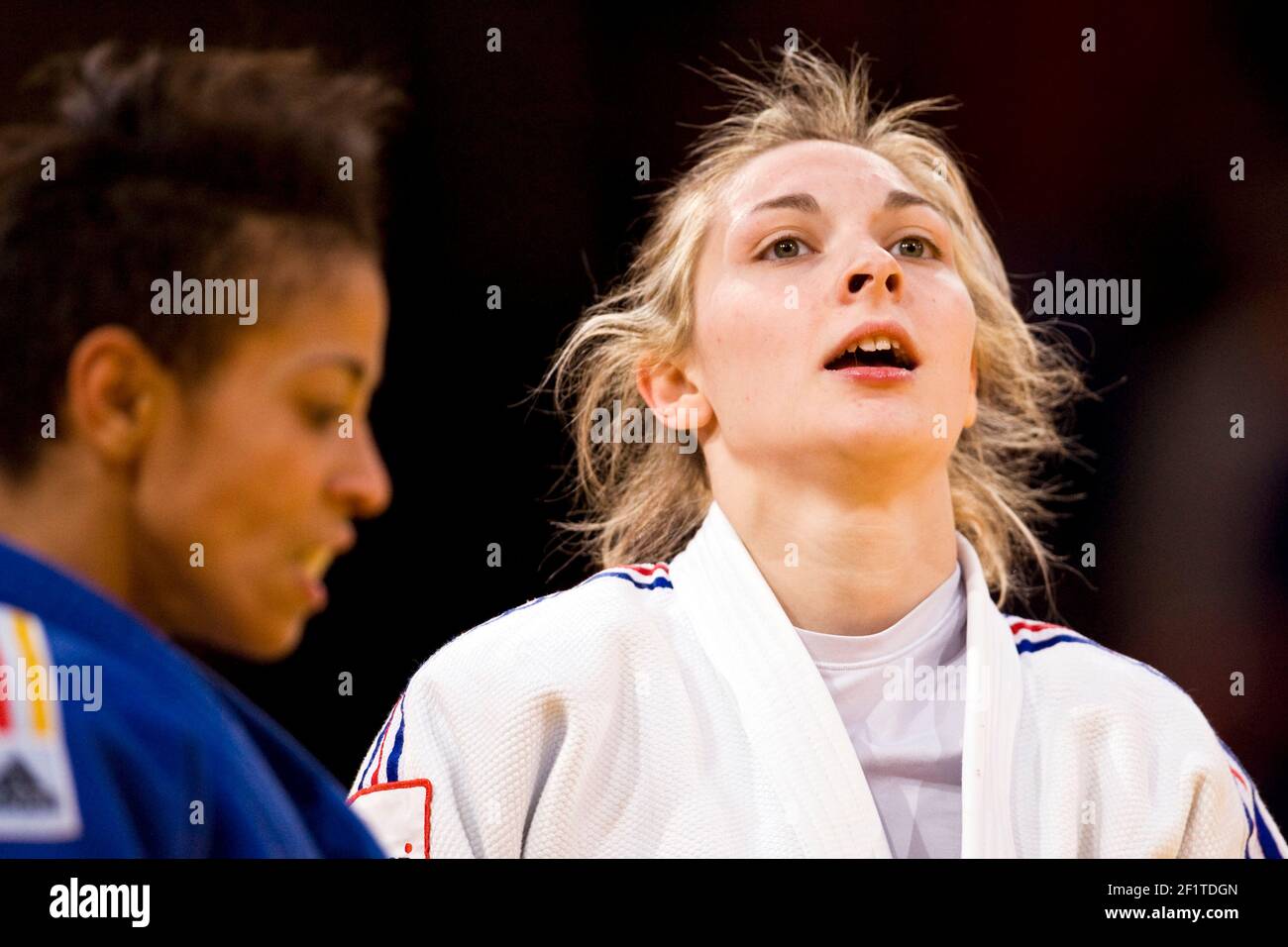 JUDO - PARIS ILE DE FRANCE TOURNOI 2012 - GRAND CHELEM - PALAIS OMNISPORTS PARIS-BERCY / PARIS (FRA) - 04/02/2012 - PHOTO : : PHILIPPE MILLERREAU / KMSP / DPPI - FEMMES - -57 KG - AUTOMNE PAVIE (FRA) Banque D'Images