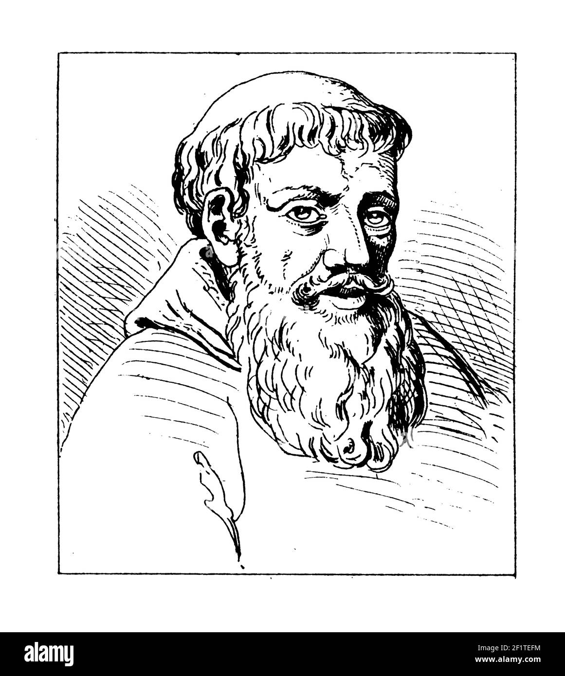 Gravure au XIXe siècle d'un portrait de Thomas Murner, satiriste, poète et traducteur allemand. Il est né le 24 décembre 1475 à Obernai, Alsace, Fran Banque D'Images