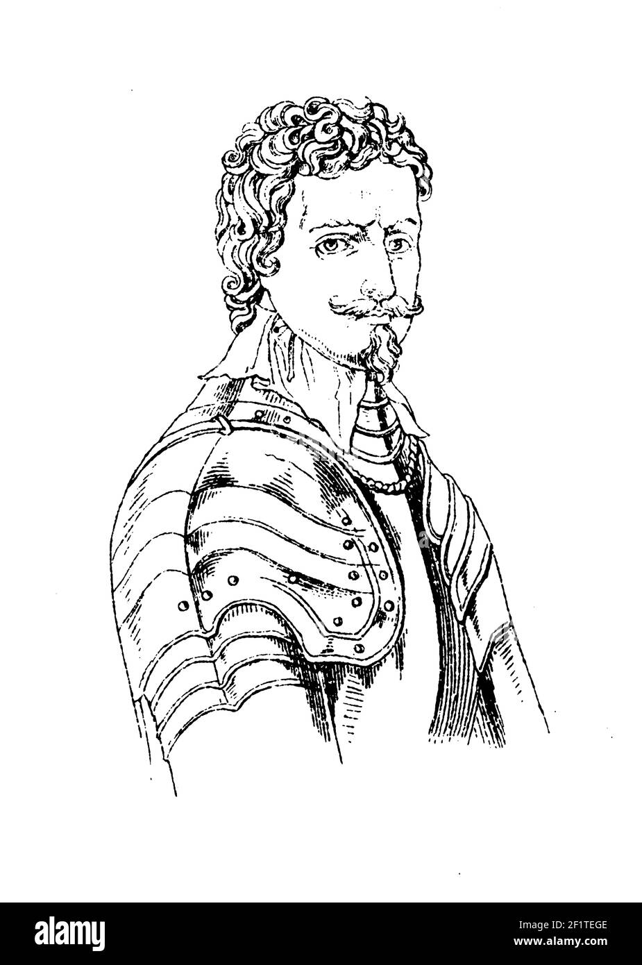 Illustration antique du XIXe siècle d'un portrait de Thomas Wentworth, premier comte de Strafford et homme d'État. Il est né le 13 avril 1593 à Londres, E Banque D'Images