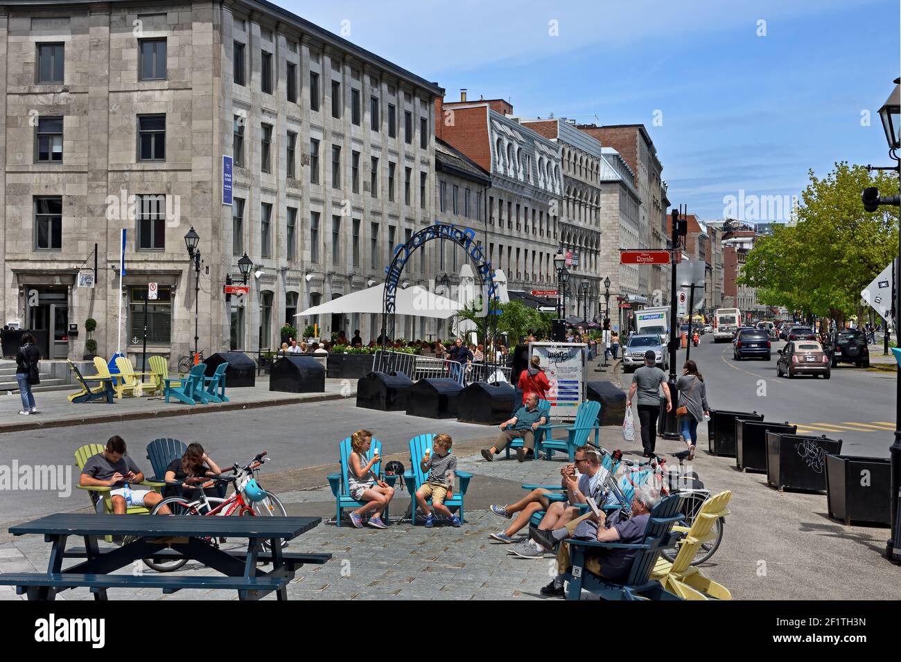 Place Royale la plus ancienne place publique de Montréal, datant du XVIIe siècle, était un marché sous le régime français, Banque D'Images