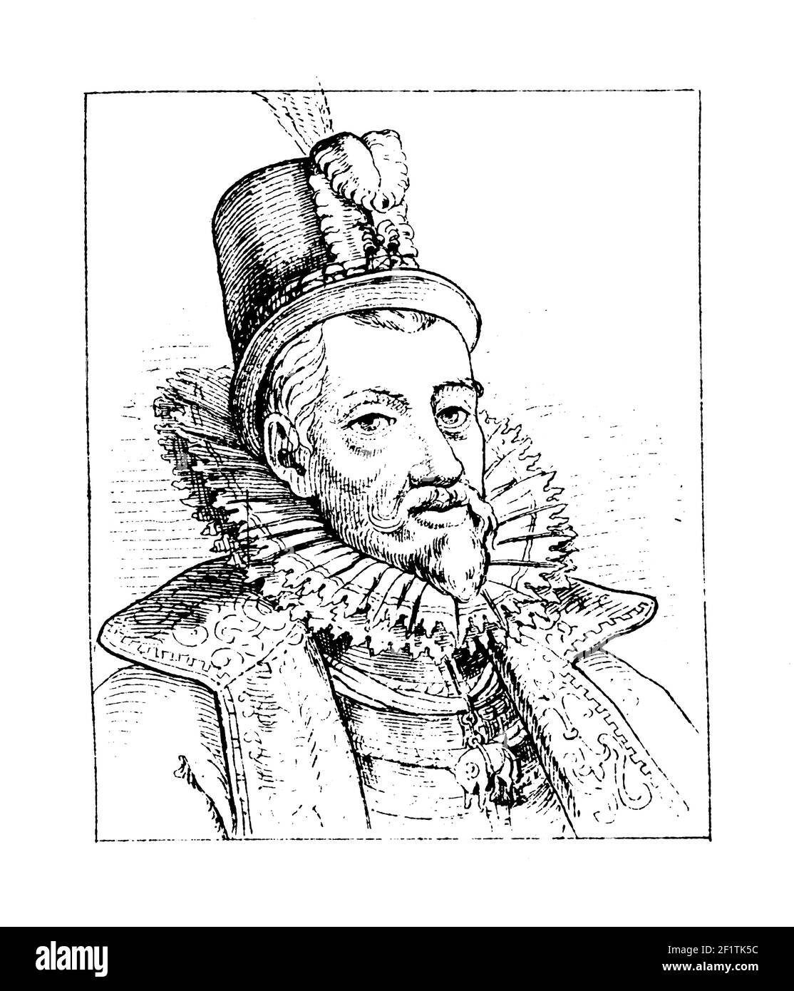 Gravure antique du XIXe siècle d'un portrait d'Albert VII, Archiduc d'Autriche et cosouverain des pays-Bas Habsbourg. Il est né en novembre Banque D'Images