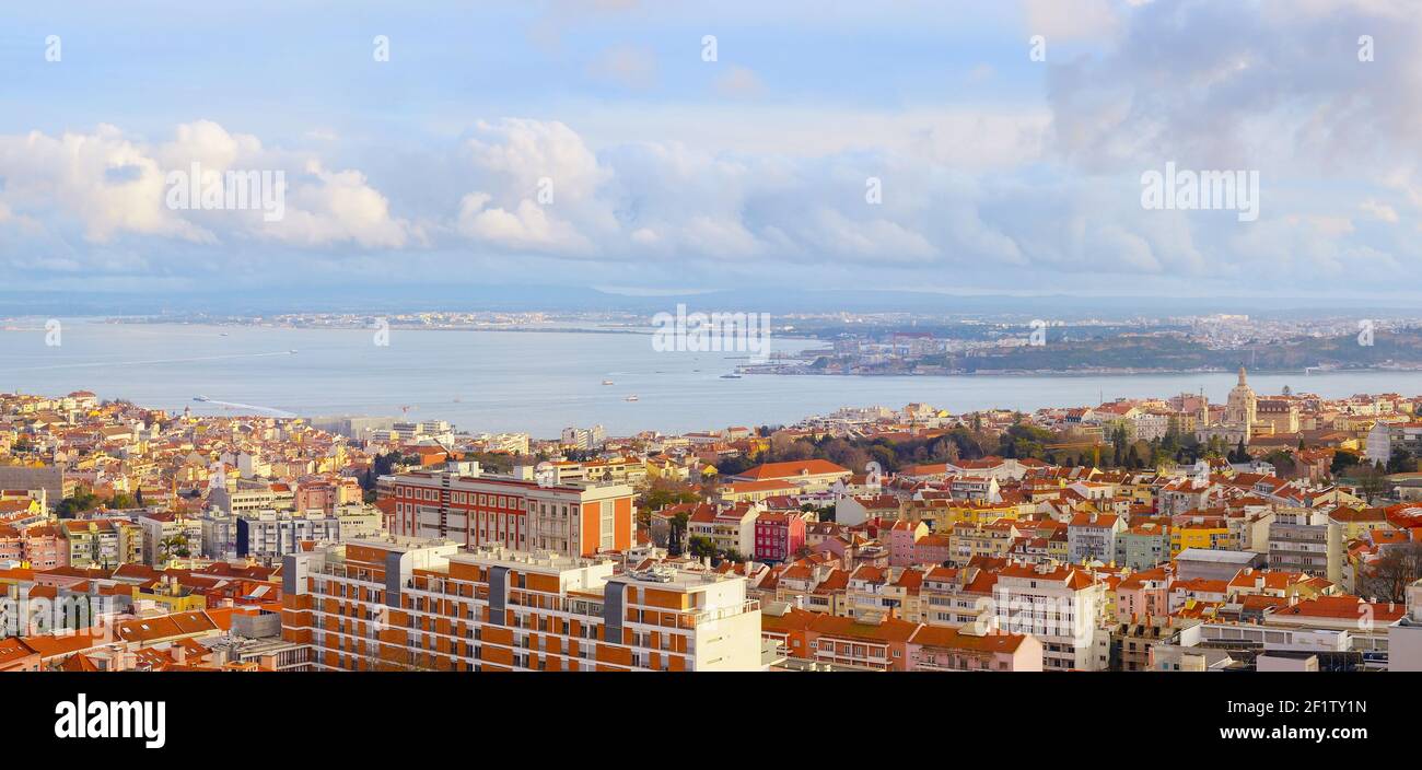 Vue panoramique Lisbonne centre-ville Portugal Banque D'Images