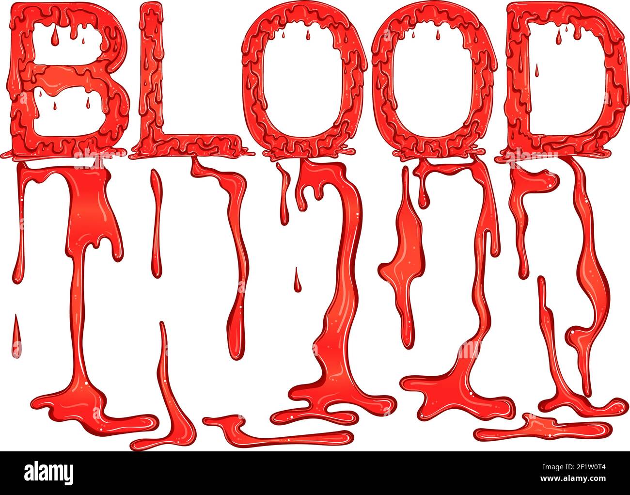 Mot goutte à goutte sang rouge avec gouttes. Illustration vectorielle isolée sur fond blanc. Style de police dessiné à la main. Mots pour l'impression, bannières, affiches, livres, icônes, autocollants. Illustration de Vecteur