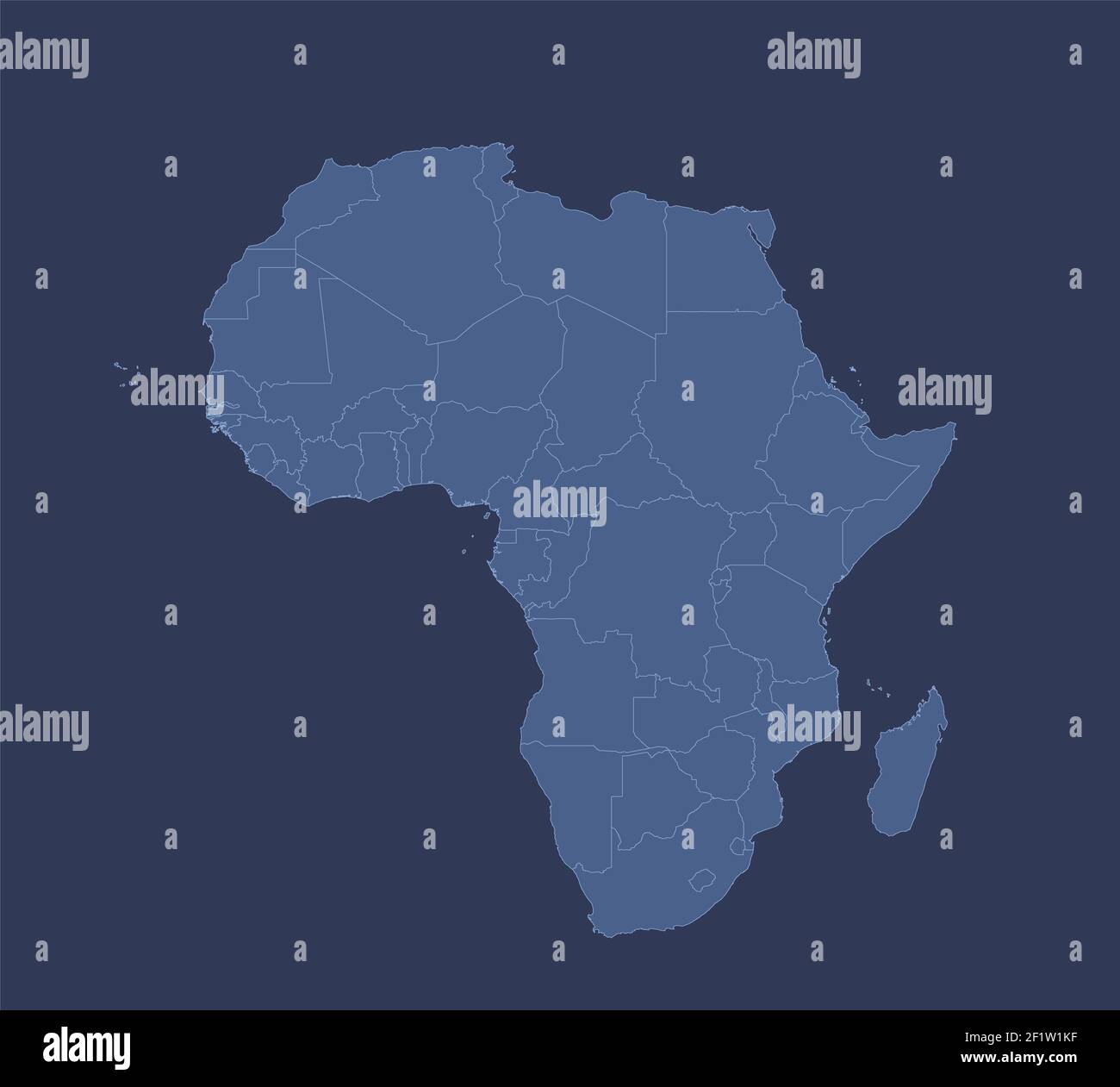 Carte De L Afrique Avec Les Noms Des Etats Individuels Infographics Bleu Plat Design Vierge Photo Stock Alamy