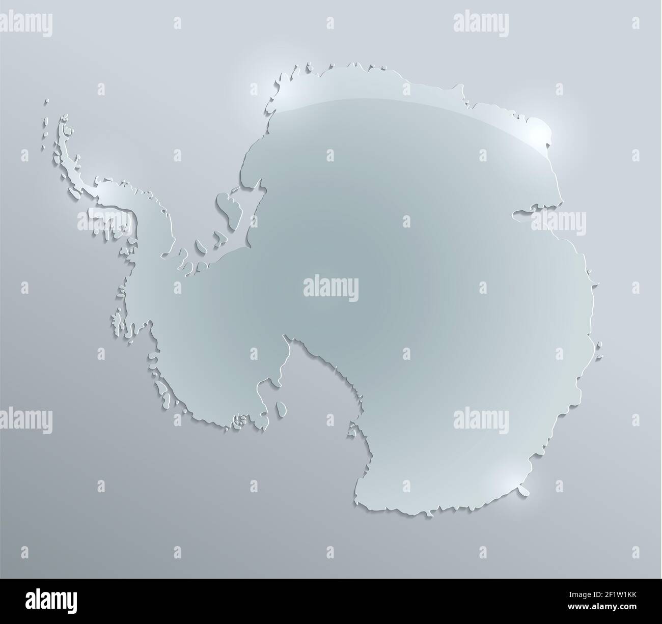 Carte Antarctique papier verre 3D vierge Banque D'Images