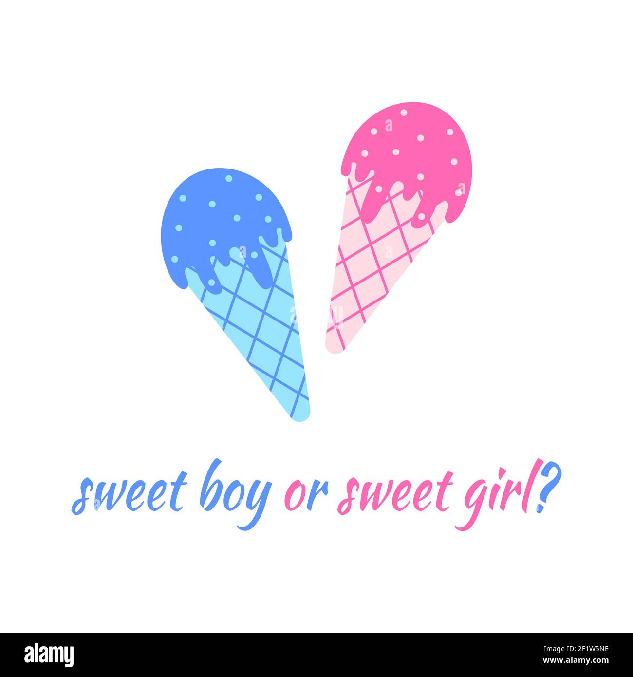 Glaces bleues et roses. Concept garçon ou fille. Carte d'invitation ou bannière de fête de révélation de sexe. Illustration vectorielle plate. Illustration de Vecteur