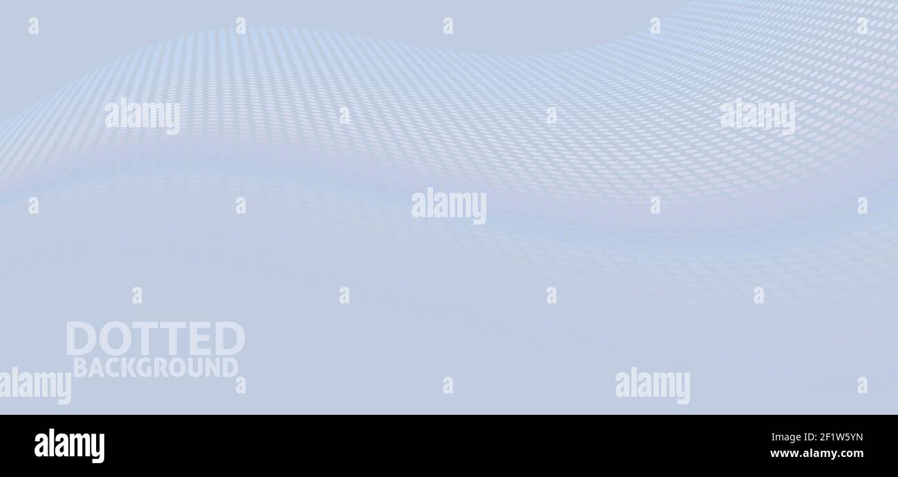 Teinte pâle abstraite d'arrière-plan bleu avec vague en pointillés translucides subtiles. Motif graphique vectoriel minimal Illustration de Vecteur