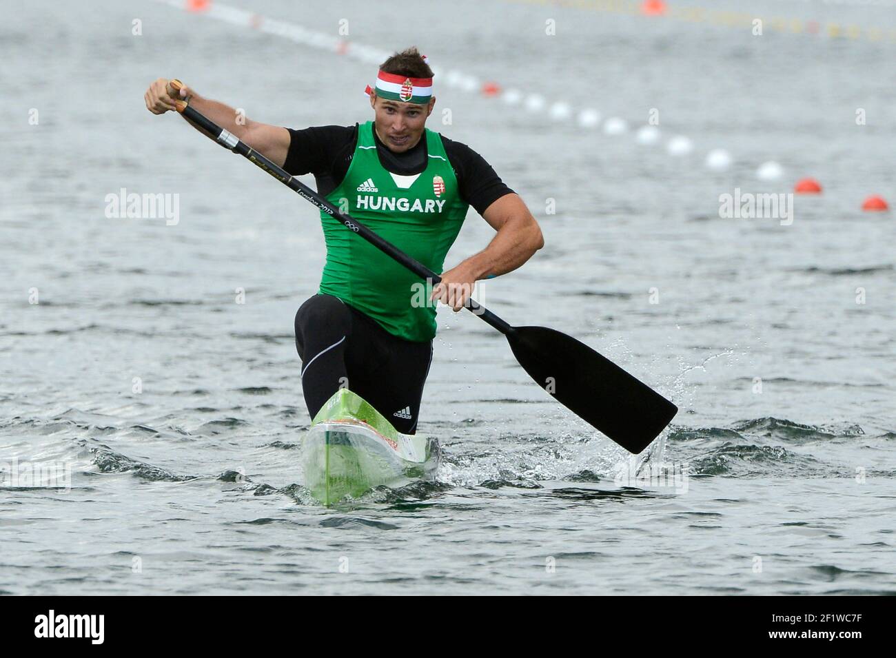 JEUX OLYMPIQUES DE LONDRES 2012 - ETON DORNEY , LONDRES (FRA) - 06/08/2012 - PHOTO : JULIEN CROSNIER/ KMSP / DPPICANOE SINGLE 1000M HOMMES - ATTILA VAJDA (HUN) Banque D'Images