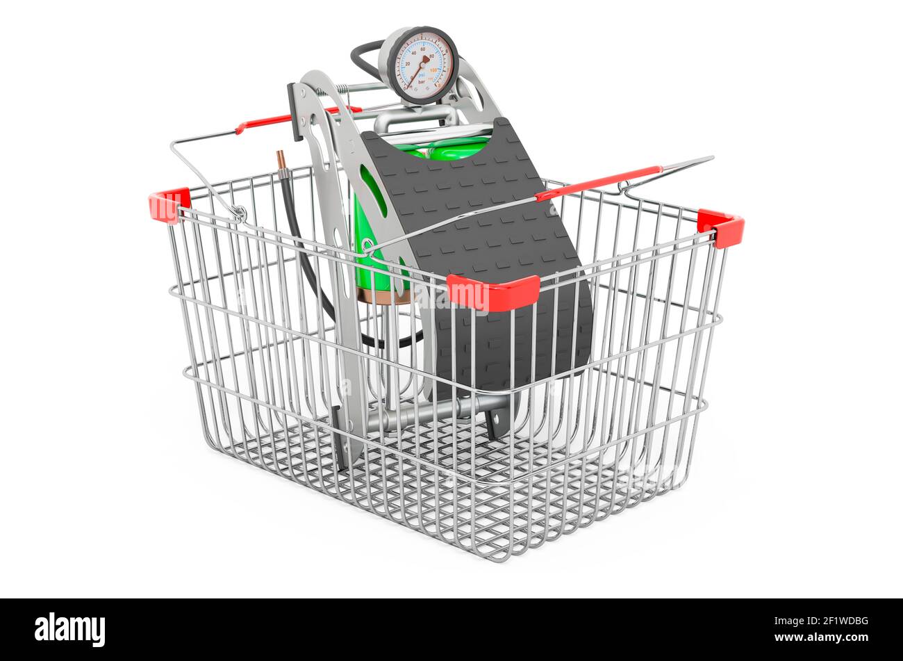 Panier avec pompe à air haute pression, rendu 3D isolé sur fond blanc Banque D'Images