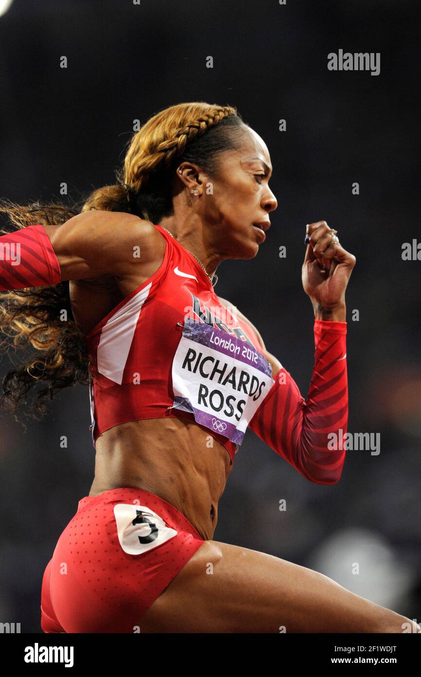 JEUX OLYMPIQUES DE LONDRES 2012 - STADE OLYMPIQUE , LONDRES (ENG) - 07/08/2012 - PHOTO : POOL / KMSP / DPPIATHLETICS - WOMEN'S 200 M - SANYA RICHARDS (USA) Banque D'Images