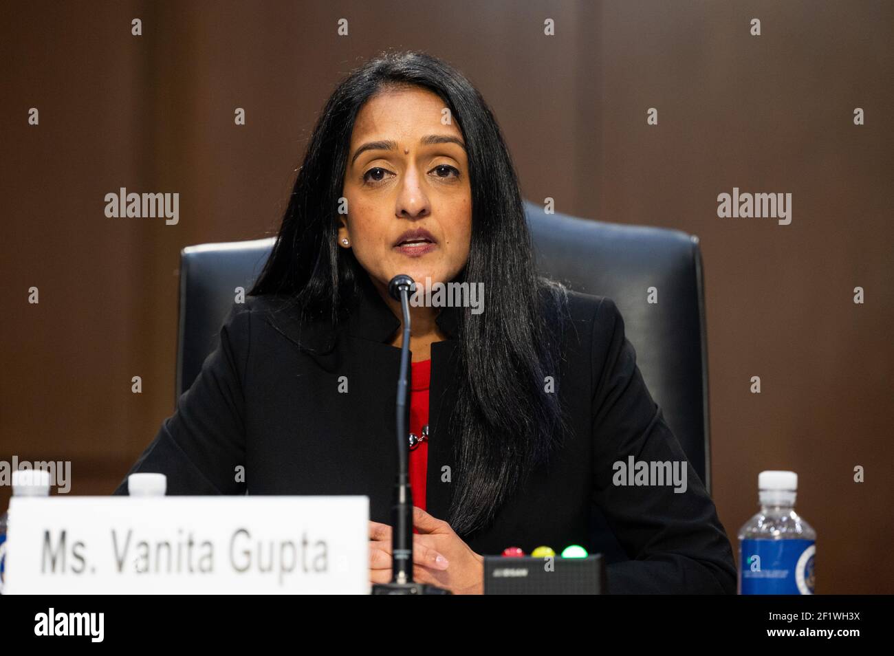 Washington, É.-U., le 09e mars 2021. 9 mars 2021 - Washington, DC, États-Unis : Vanita Gupta, prête à être nommée procureur général adjoint du ministère de la Justice, prenant la parole à l'audience du Comité judiciaire du Sénat. (Photo de Michael Brochstein/Sipa USA) crédit: SIPA USA/Alay Live News Banque D'Images