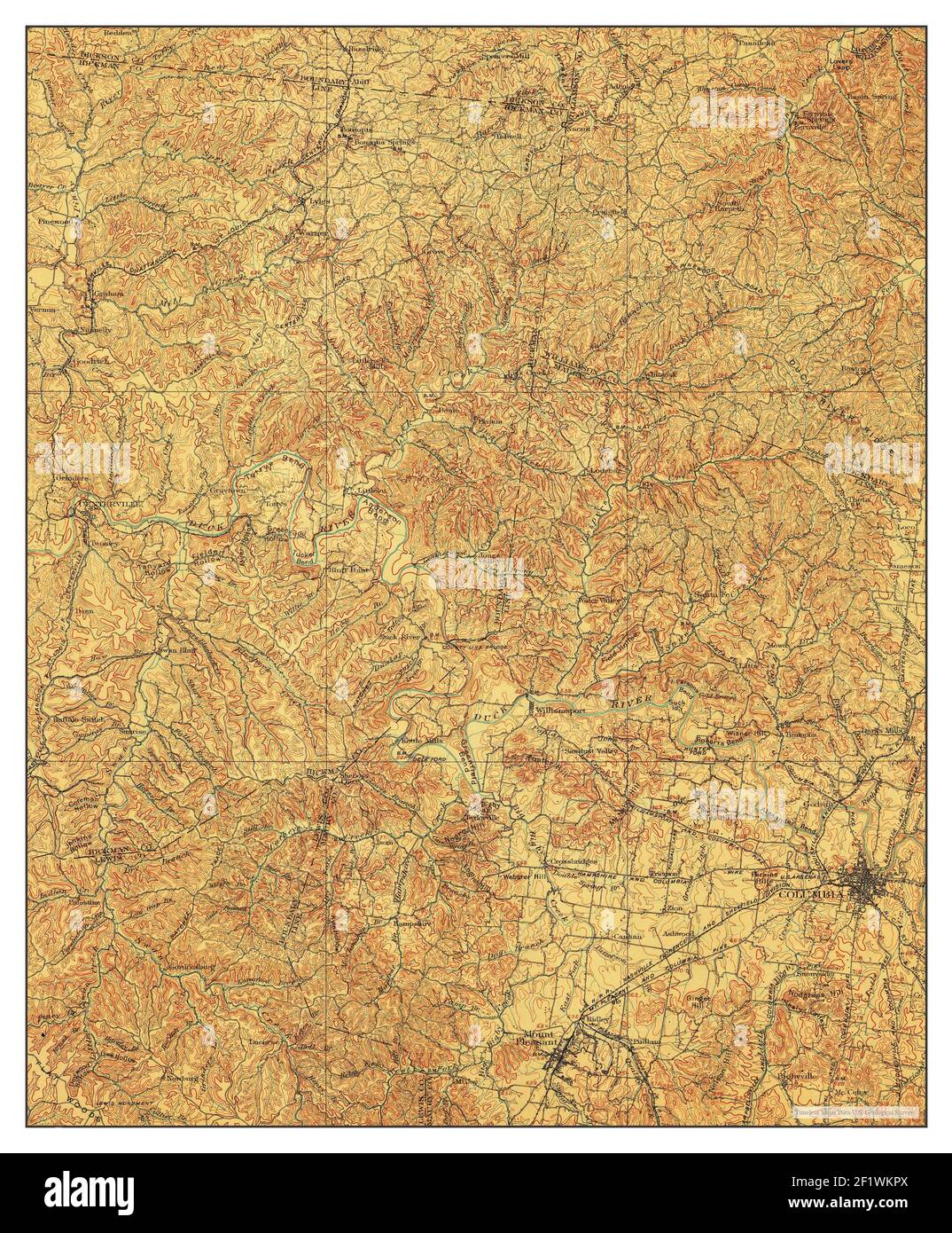 Colombie, Tennessee, carte 1901, 1:125000, États-Unis d'Amérique par Timeless Maps, données U.S. Geological Survey Banque D'Images