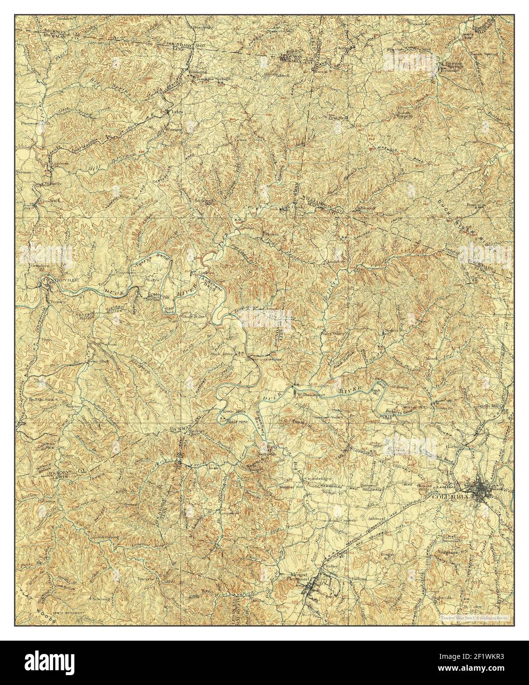 Colombie, Tennessee, carte 1901, 1:125000, États-Unis d'Amérique par Timeless Maps, données U.S. Geological Survey Banque D'Images