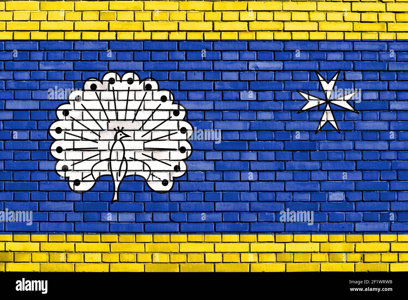 Drapeau d'Ermelo peint sur un mur de briques Banque D'Images