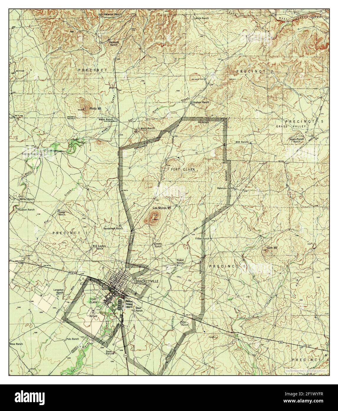 Brackettville, Texas, carte 1944, 1:62500, États-Unis d'Amérique par Timeless Maps, données U.S. Geological Survey Banque D'Images