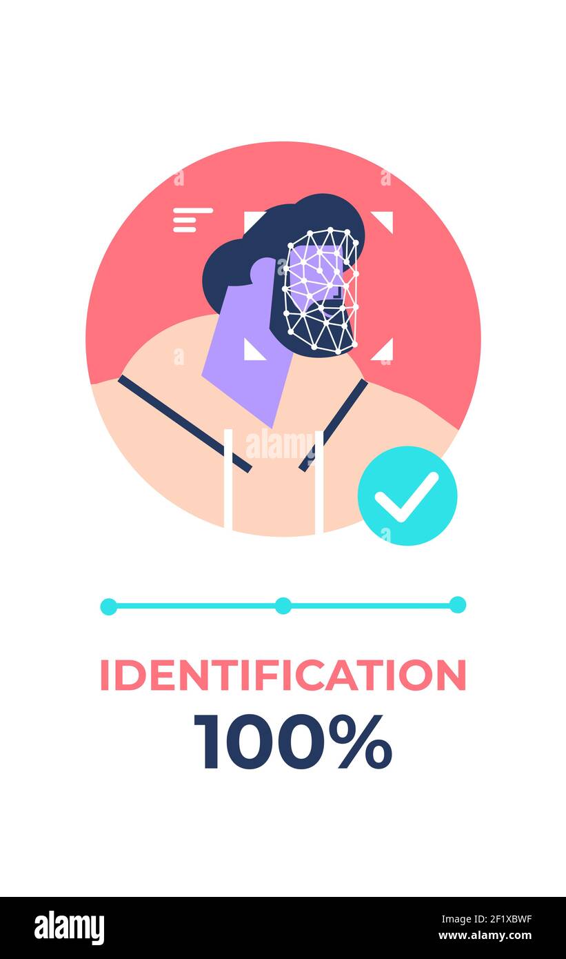 personnage masculin visage vérification de l'identité numérisation processus de reconnaissance faciale personnel concept d'accès à l'id illustration verticale du vecteur portrait Illustration de Vecteur