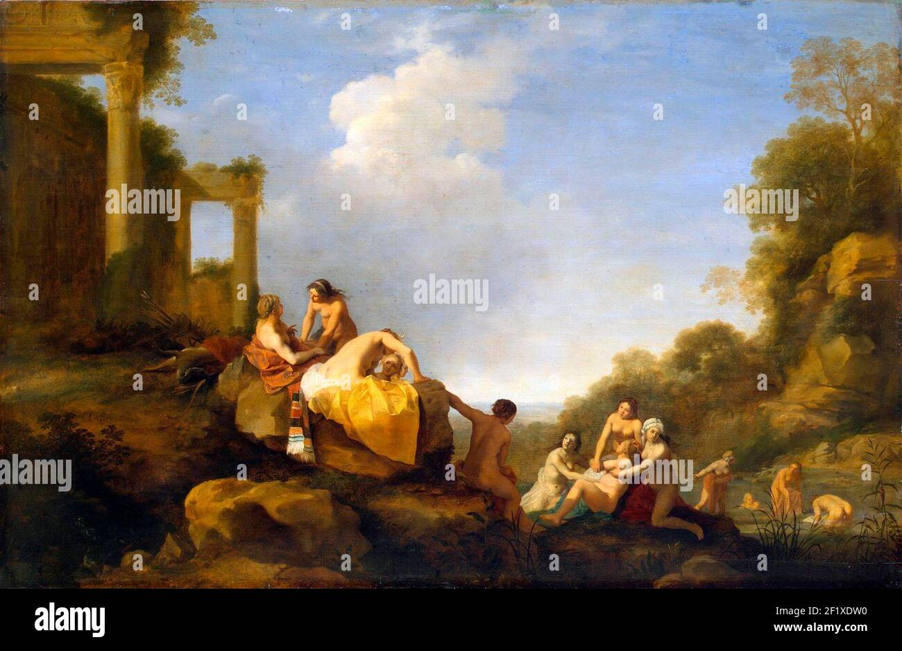 Cornelius van Poelenburgh: Paysage avec Diana et Callisto, vers 1620 Banque D'Images