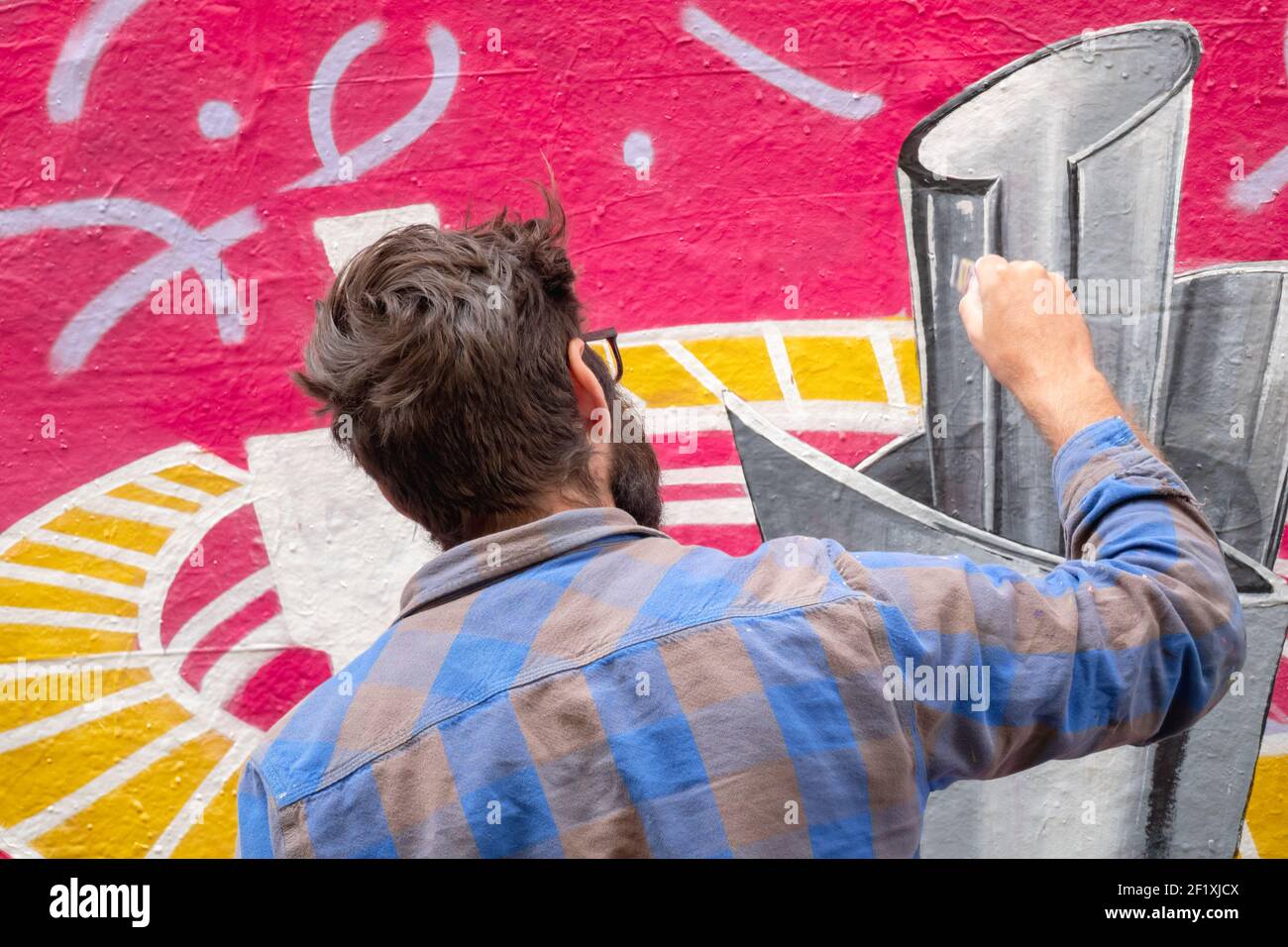 Artiste de rue au travail Banque D'Images