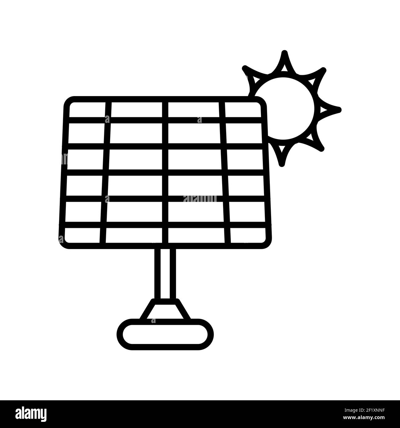 Illustration d'une icône de vecteur de ligne de panneau solaire unique sur fond blanc Banque D'Images