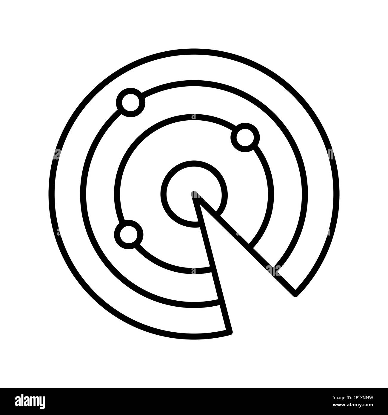 Illustration d'une icône de vecteur de ligne radar unique sur un arrière-plan blanc Banque D'Images
