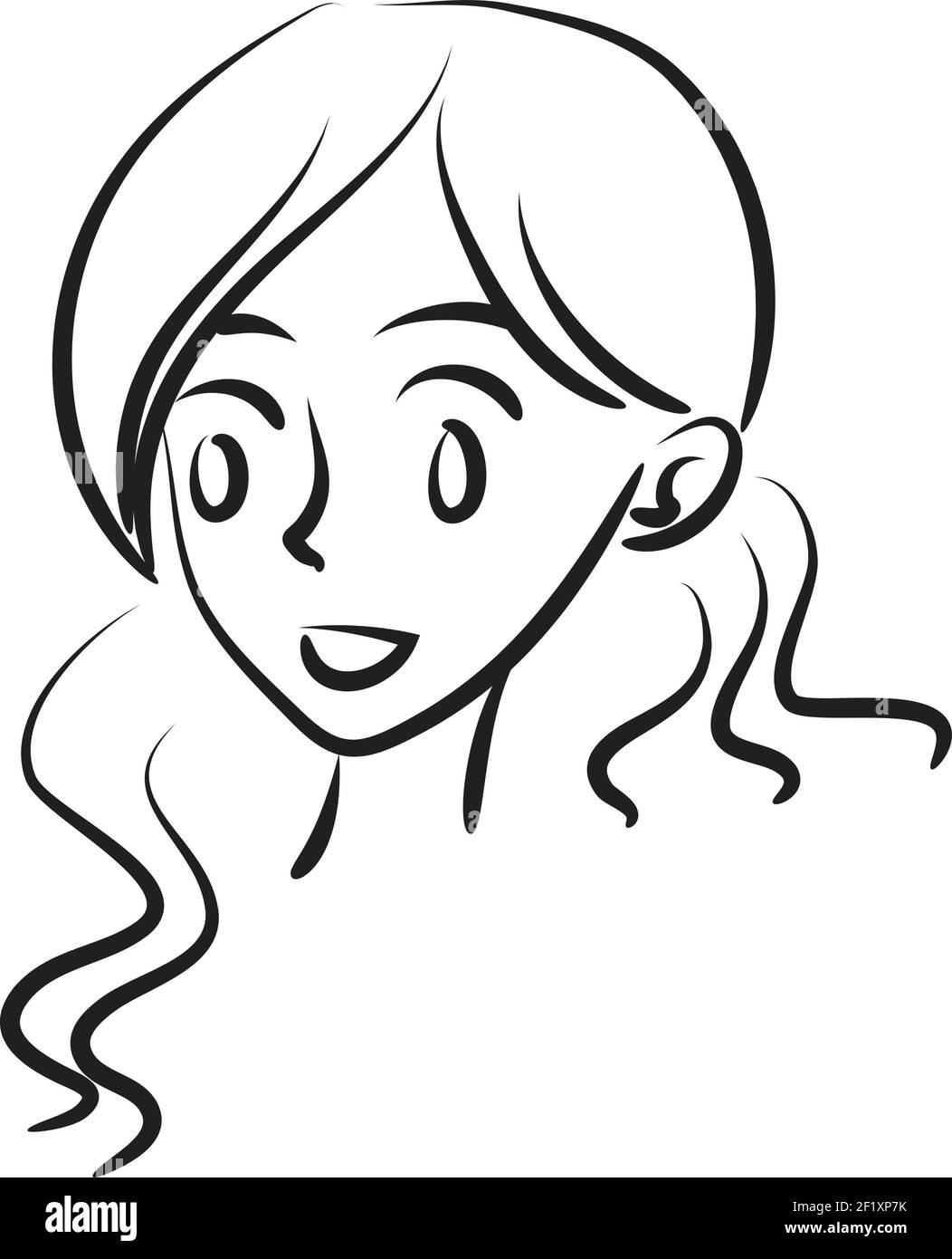 Dessin En Noir Et Blanc Facile dessin vectoriel ligne facile noir et blanc beauté visage de fille icône  Image Vectorielle Stock - Alamy