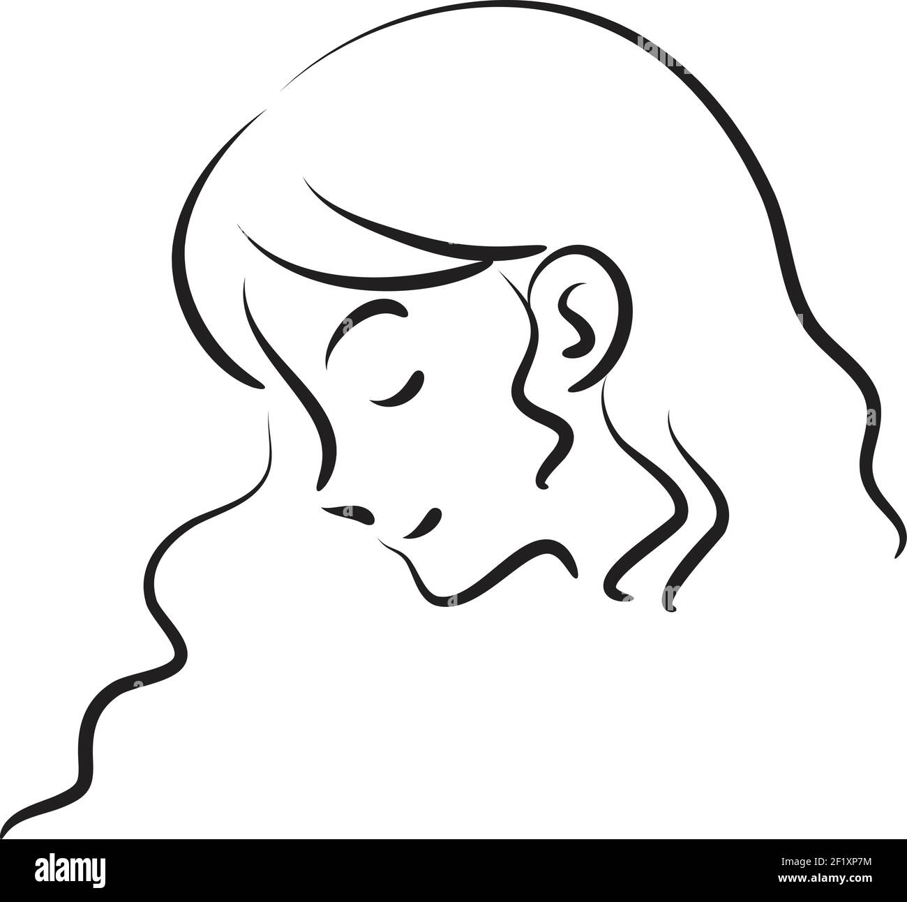 Dessin En Noir Et Blanc Facile dessin vectoriel ligne facile noir et blanc beauté visage de fille icône  Image Vectorielle Stock - Alamy