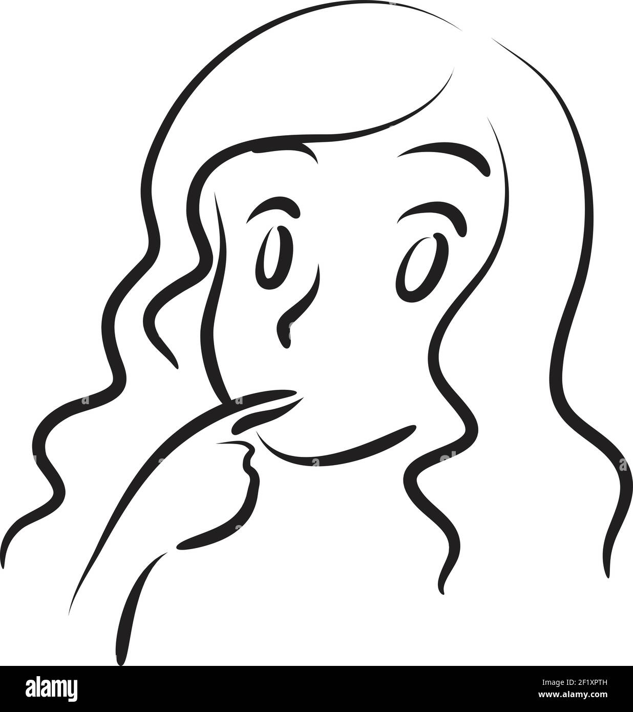 Dessin Facile Noire Et Blanc dessin vectoriel ligne facile noir et blanc beauté visage de fille icône  Image Vectorielle Stock - Alamy