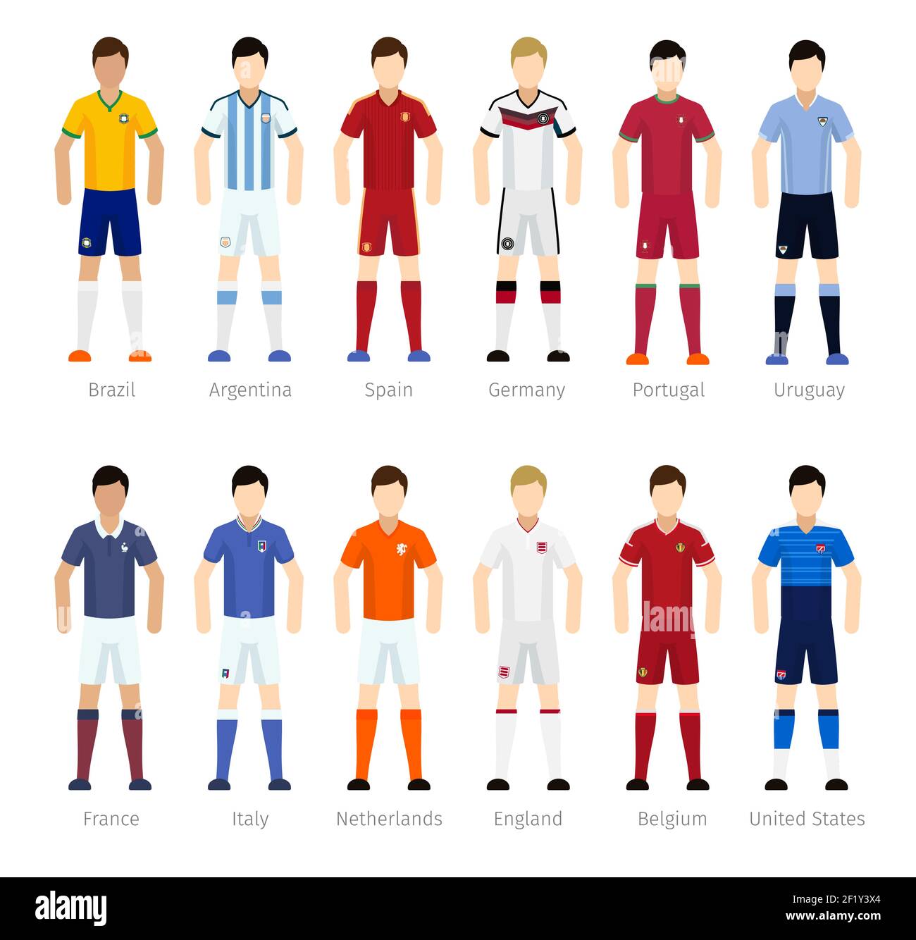 Équipe de football ou joueurs de l'équipe de football sur fond blanc Illustration de Vecteur