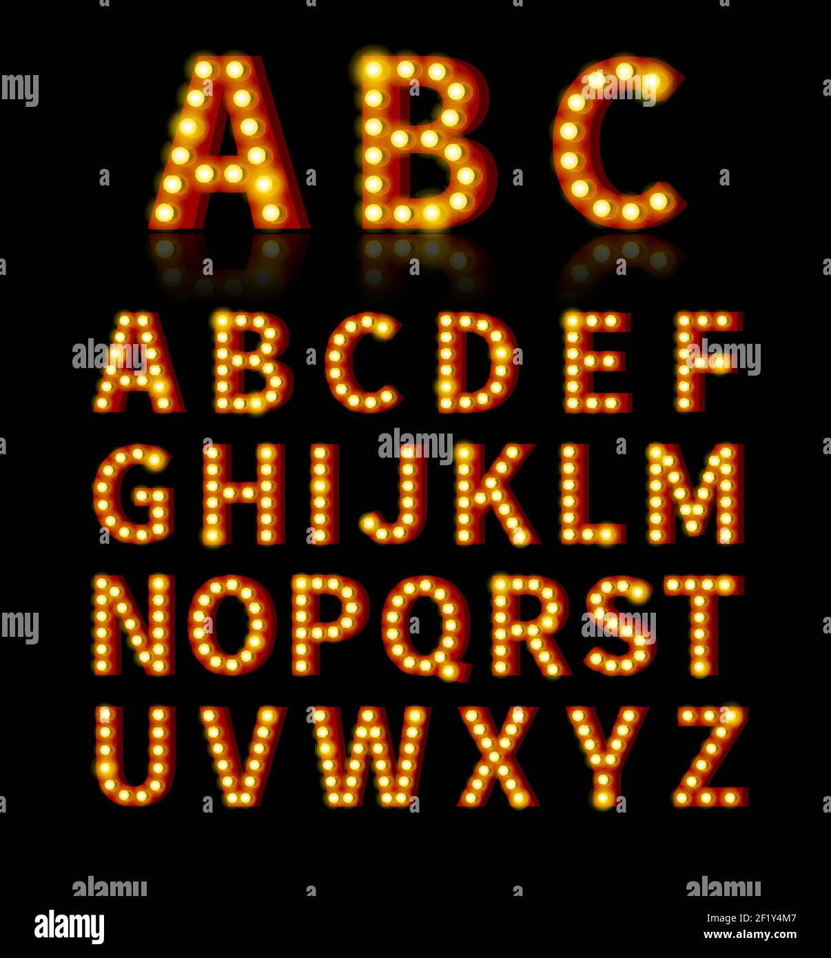 Police de l'ampoule. Texte et signe, ampoule lumineuse, motif alphabet. Illustration vectorielle Illustration de Vecteur