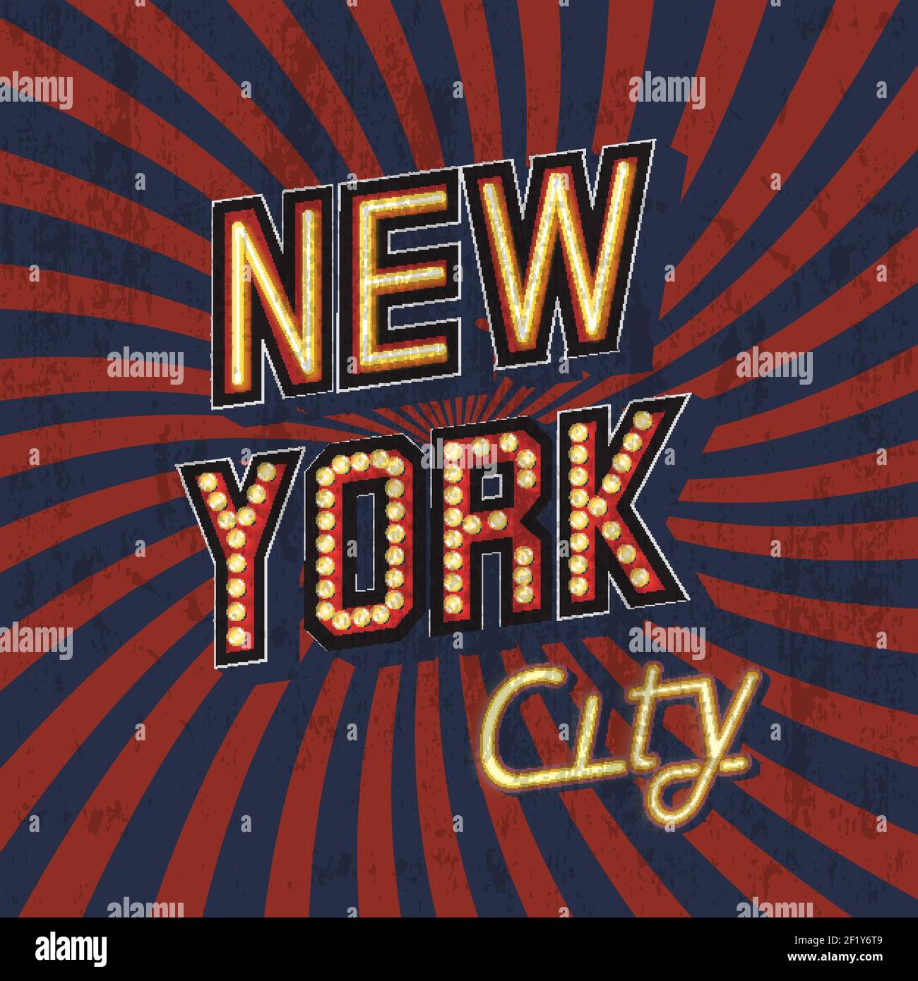 T-shirt New York vintage à motif vectoriel rouge avec texture sorbrée Illustration de Vecteur