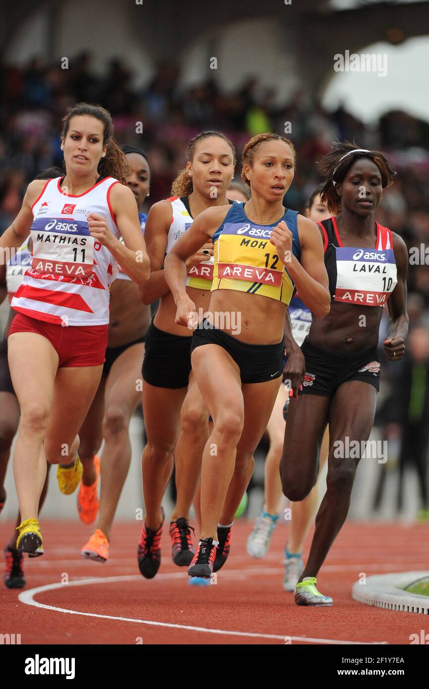 Clarisse MOH (FRA) sur 800 m femmes pendant les Championnats d'élite français 2014, au Stade Georges-Hebert, Reims, France, le 11 juillet 2014. Photo Stephane Kempinaire / KMSP / DPPI Banque D'Images