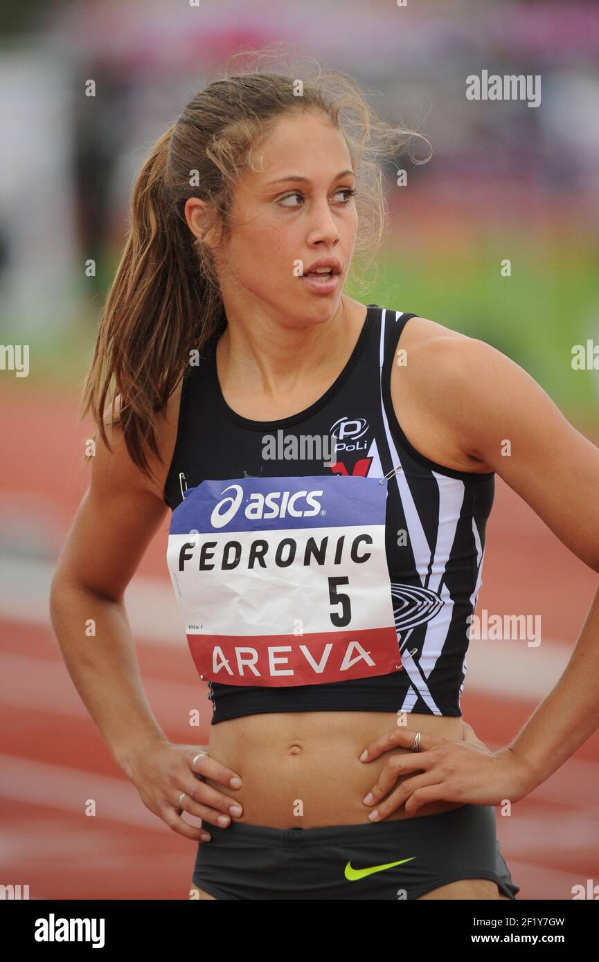 Justine Fedronique (FRA) sur 800 m femmes pendant les Championnats de France élite 2014, au Stade Georges-Hebert, Reims, France, le 11 juillet 2014. Photo Stephane Kempinaire / KMSP / DPPI Banque D'Images