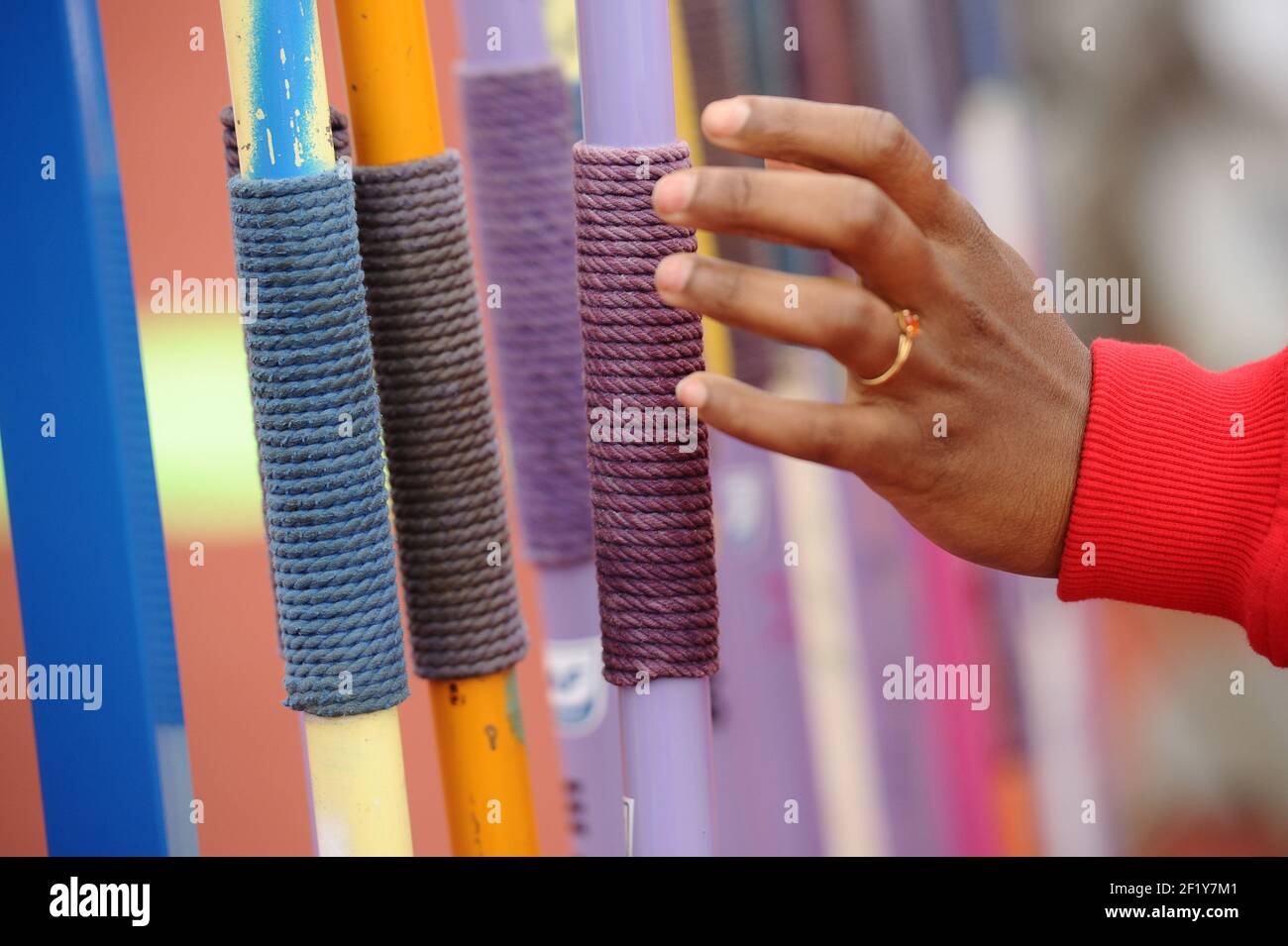 Illustration de javaning lors des Championnats de France élite 2014, au Stade Georges-Hebert, Reims, France, le 11 juillet 2014. Photo Stephane Kempinaire / KMSP / DPPI Banque D'Images