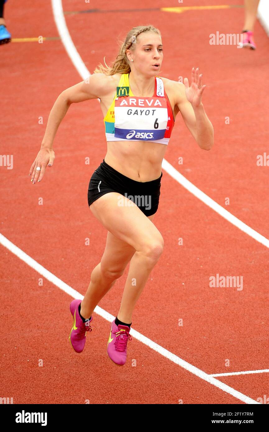 Marie Gayot (FRA) sur 400 m femmes pendant les Championnats de France élite 2014, au Stade Georges-Hebert, Reims, France, le 12 juillet 2014. Photo Stephane Kempinaire / KMSP / DPPI Banque D'Images