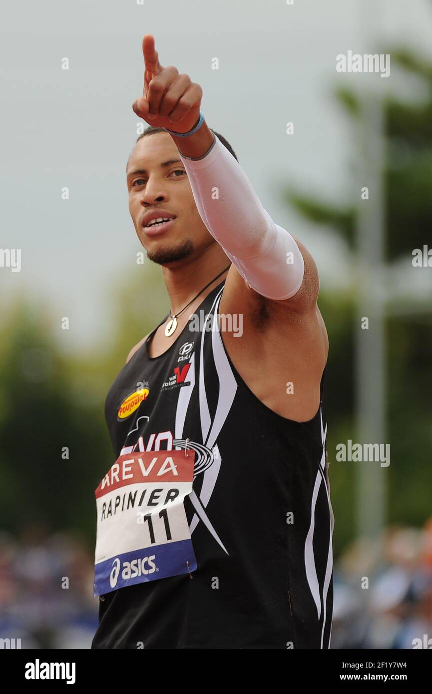 Yoann Rpinier (FRA) sur Triple Jump lors des Championnats de France élite 2014, au Stade Georges-Hebert, Reims, France, le 12 juillet 2014. Photo Stephane Kempinaire / KMSP / DPPI Banque D'Images
