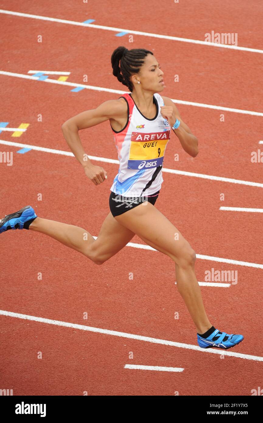 Floria Guei (FRA) sur 400 m femmes pendant les Championnats d'élite français 2014, au Stade Georges-Hebert, Reims, France, le 12 juillet 2014. Photo Stephane Kempinaire / KMSP / DPPI Banque D'Images