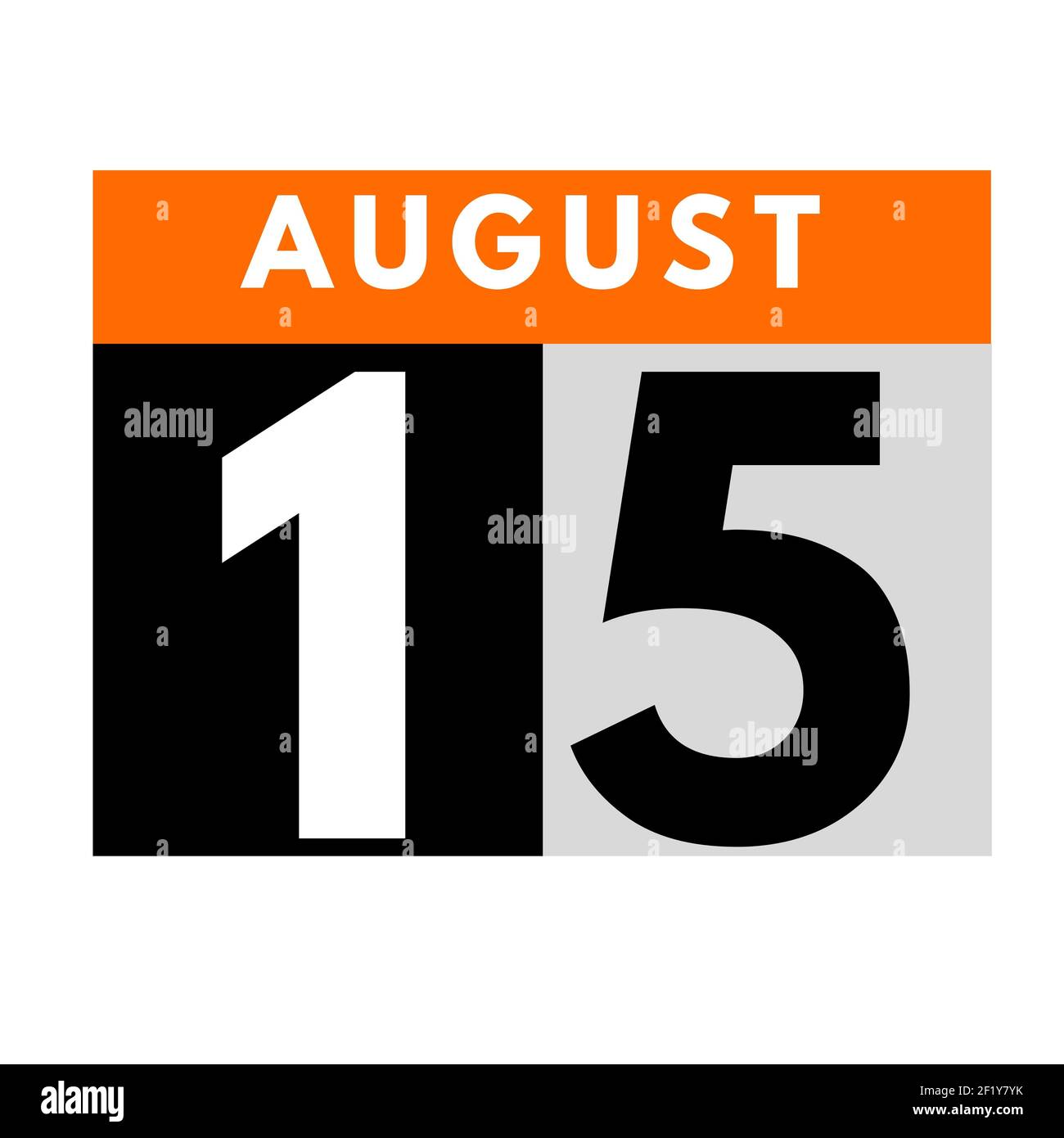 Août 15 . icône de calendrier quotidien plat .date, jour, mois .calendrier pour le mois d'août Banque D'Images