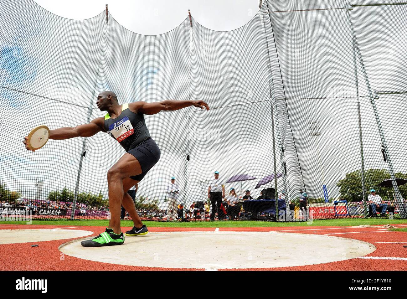 Jean-Claude Retel sur Discus lors des championnats d'élite français 2014, au stade Georges-Hebert, Reims, France, le 13 juillet 2014. Photo Stephane Kempinaire / KMSP / DPPI Banque D'Images