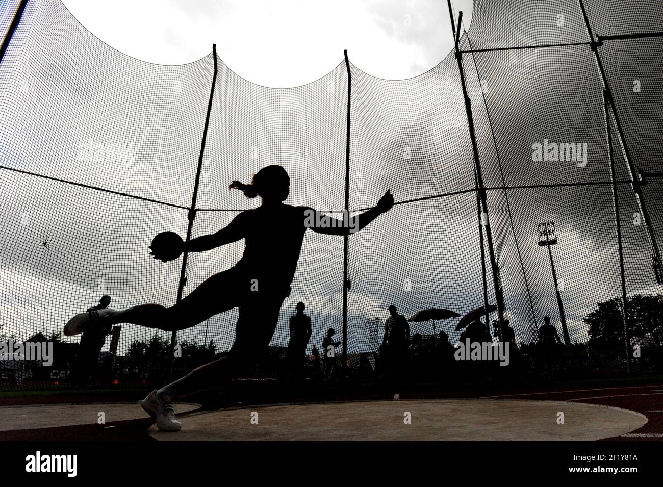 Discus Illustration lors des Championnats de France élite 2014, au Stade Georges-Hebert, Reims, France, le 13 juillet 2014. Photo Stephane Kempinaire / KMSP / DPPI Banque D'Images