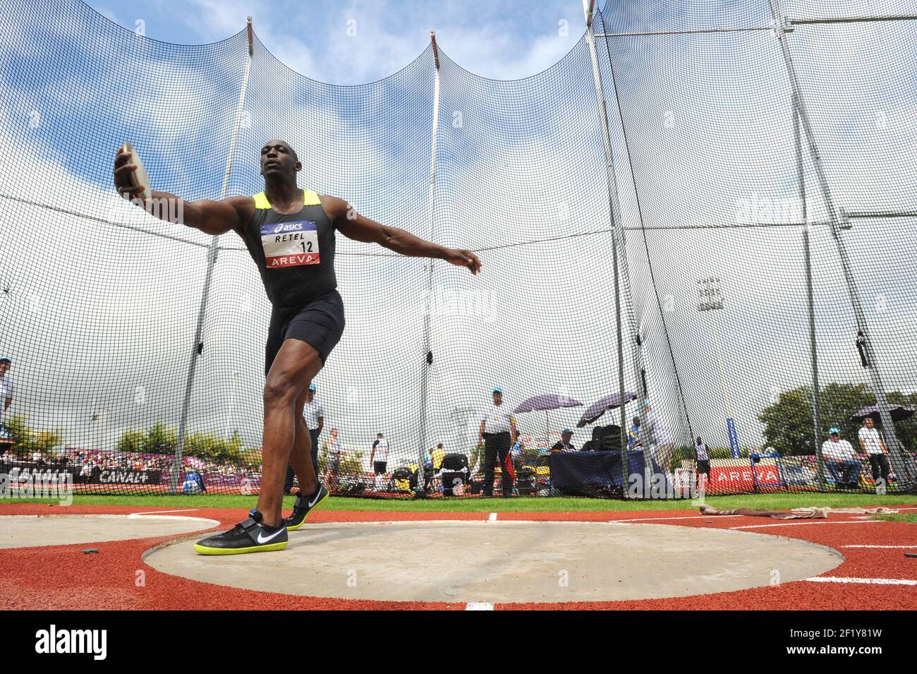 Jean-Claude Retel sur Discus lors des championnats d'élite français 2014, au stade Georges-Hebert, Reims, France, le 13 juillet 2014. Photo Stephane Kempinaire / KMSP / DPPI Banque D'Images