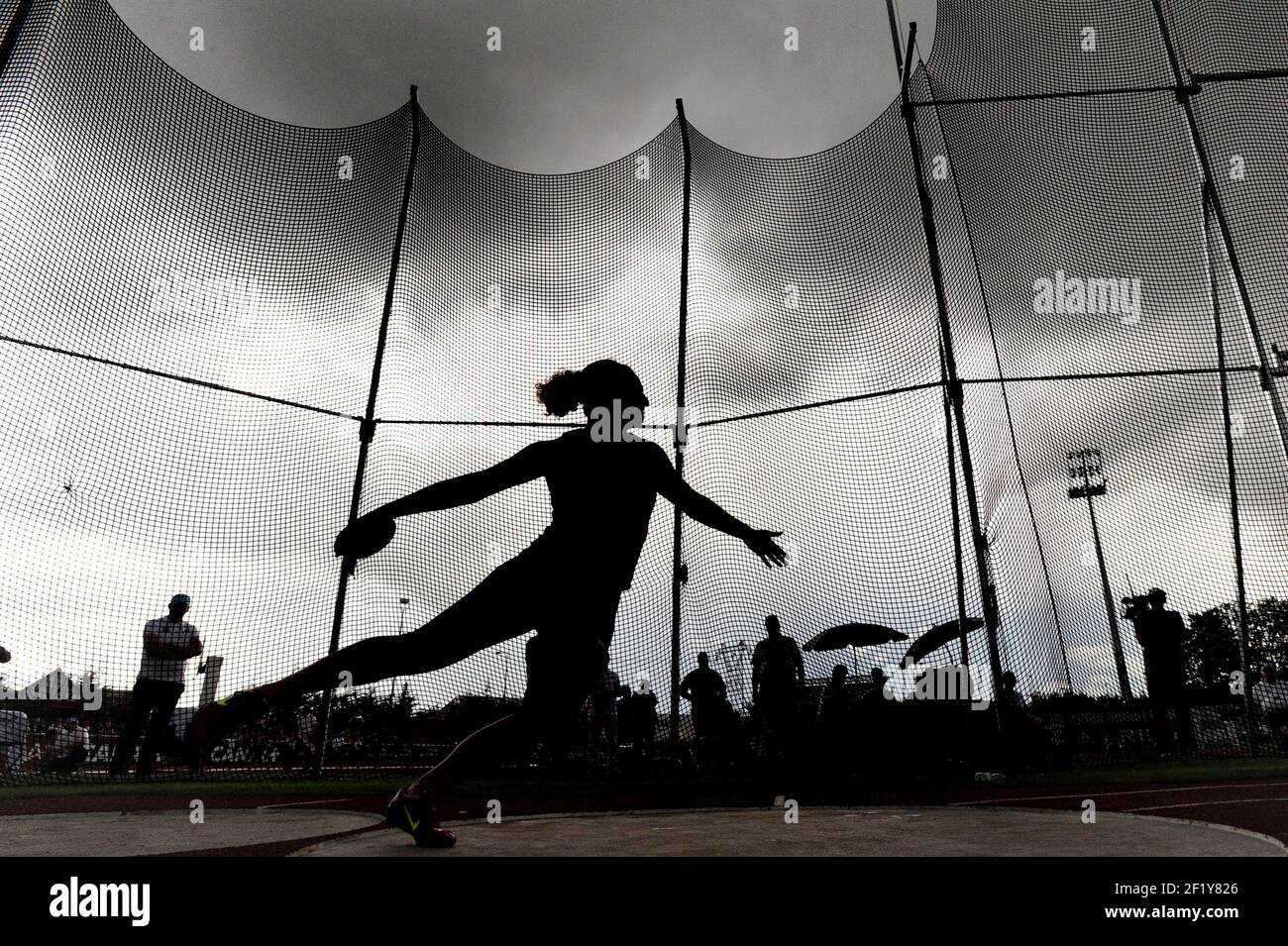Discus Illustration lors des Championnats de France élite 2014, au Stade Georges-Hebert, Reims, France, le 13 juillet 2014. Photo Stephane Kempinaire / KMSP / DPPI Banque D'Images