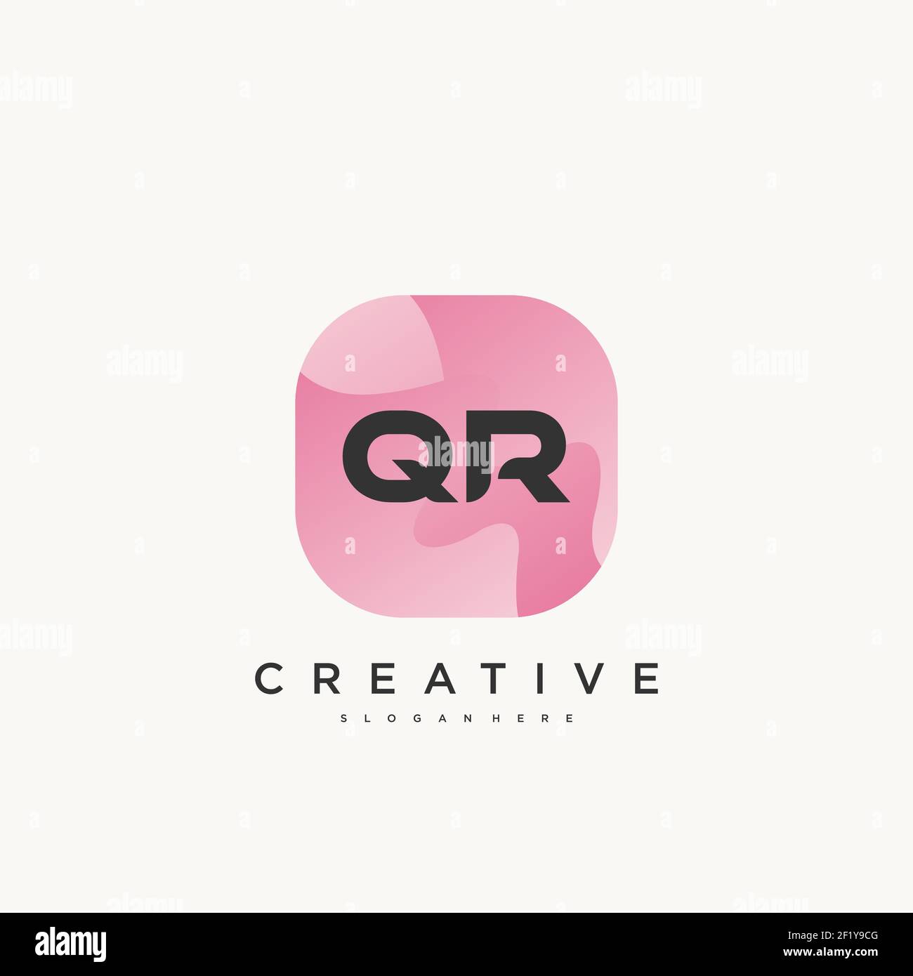 QR lettre initiale logo icon design éléments de modèle avec WAVE coloré Illustration de Vecteur