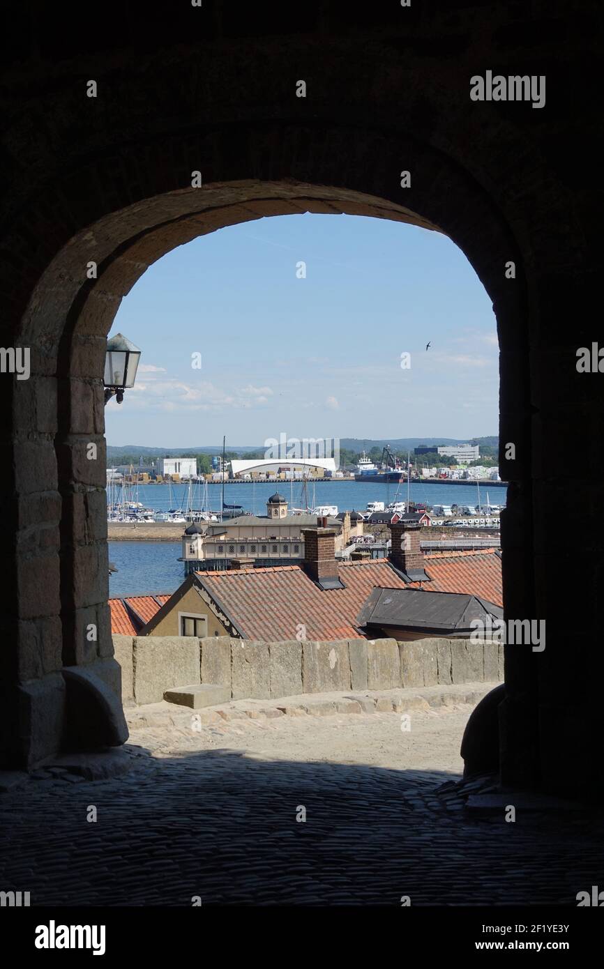 Porte à la forteresse de Varberg, Suède Banque D'Images