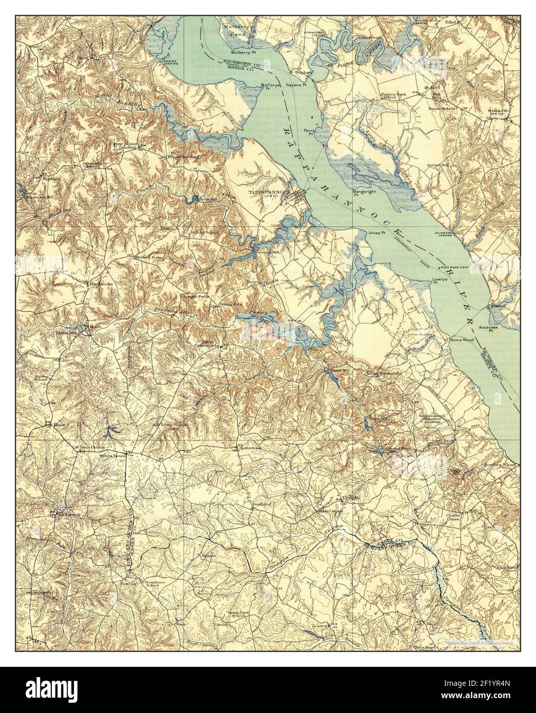 Tappahannock, Virginie, carte 1918, 1:62500, États-Unis d'Amérique par Timeless Maps, données U.S. Geological Survey Banque D'Images