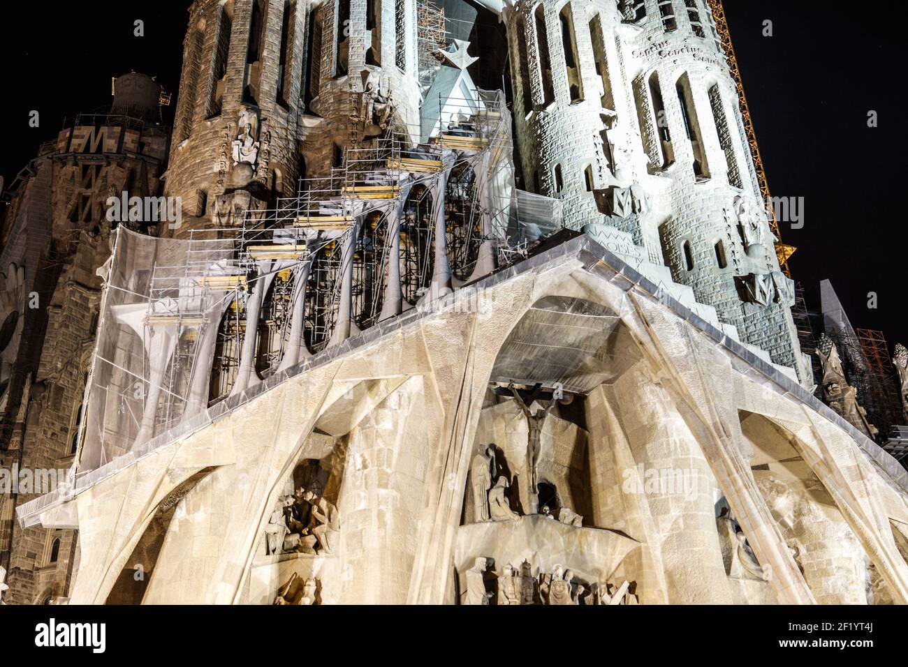 Sagrada Familia vue de nuit (Barcelone, Espagne) Banque D'Images
