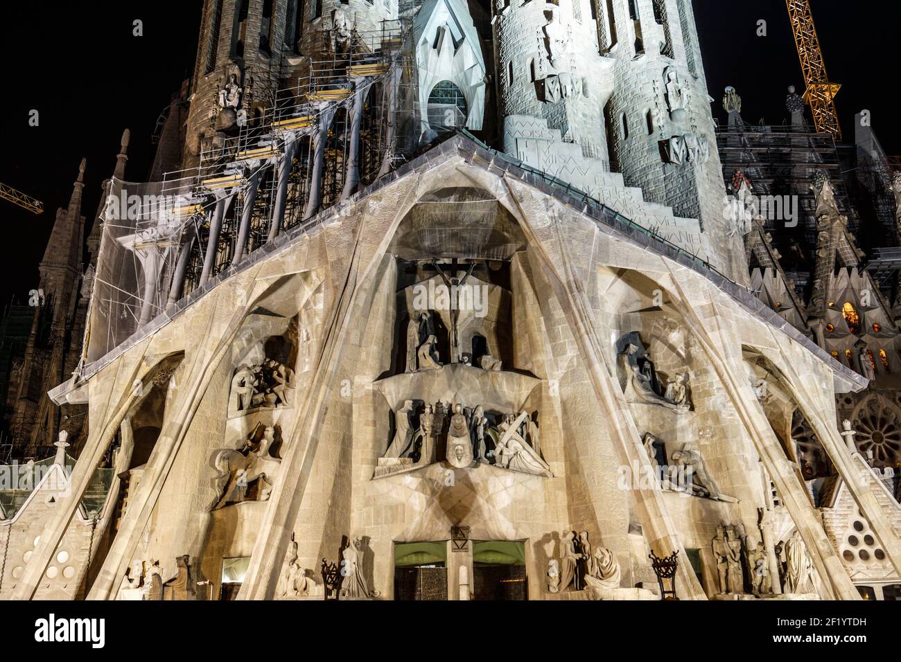 Sagrada Familia vue de nuit (Barcelone, Espagne) Banque D'Images